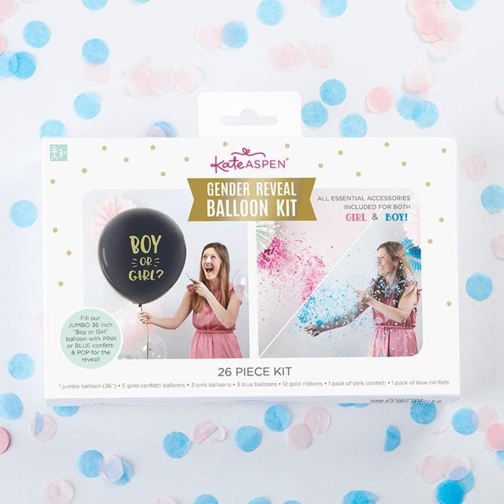 NEW Kate Aspen Gender Reveal Balloon Kit 26 pieces